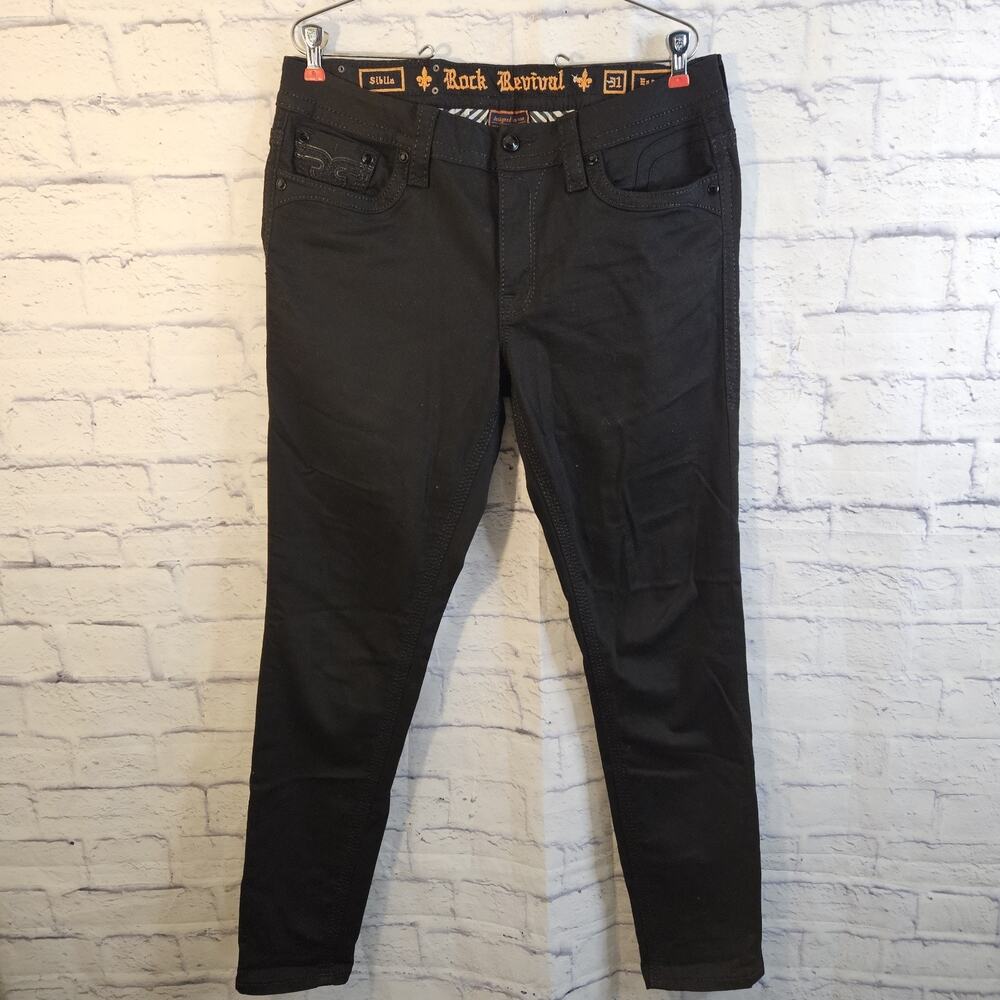 Rock Revival Sibila Jeans Womens 31 Black Denim Easy Skinny Jeans